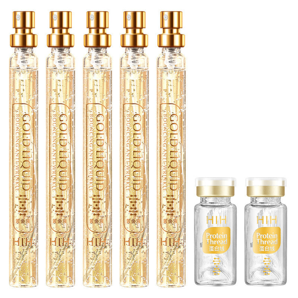 24K gold anti-wrinkle serum
Hyaluronic acid hydrating kit
Golden protein peptide skincare
Anti-aging serum with gold
Luxury facial serum set
Gold-infused wrinkle treatment
Protein thread lifting serum
Hydrating serum for mature skin
Complete anti-aging skincare kit
Premium gold facial serum