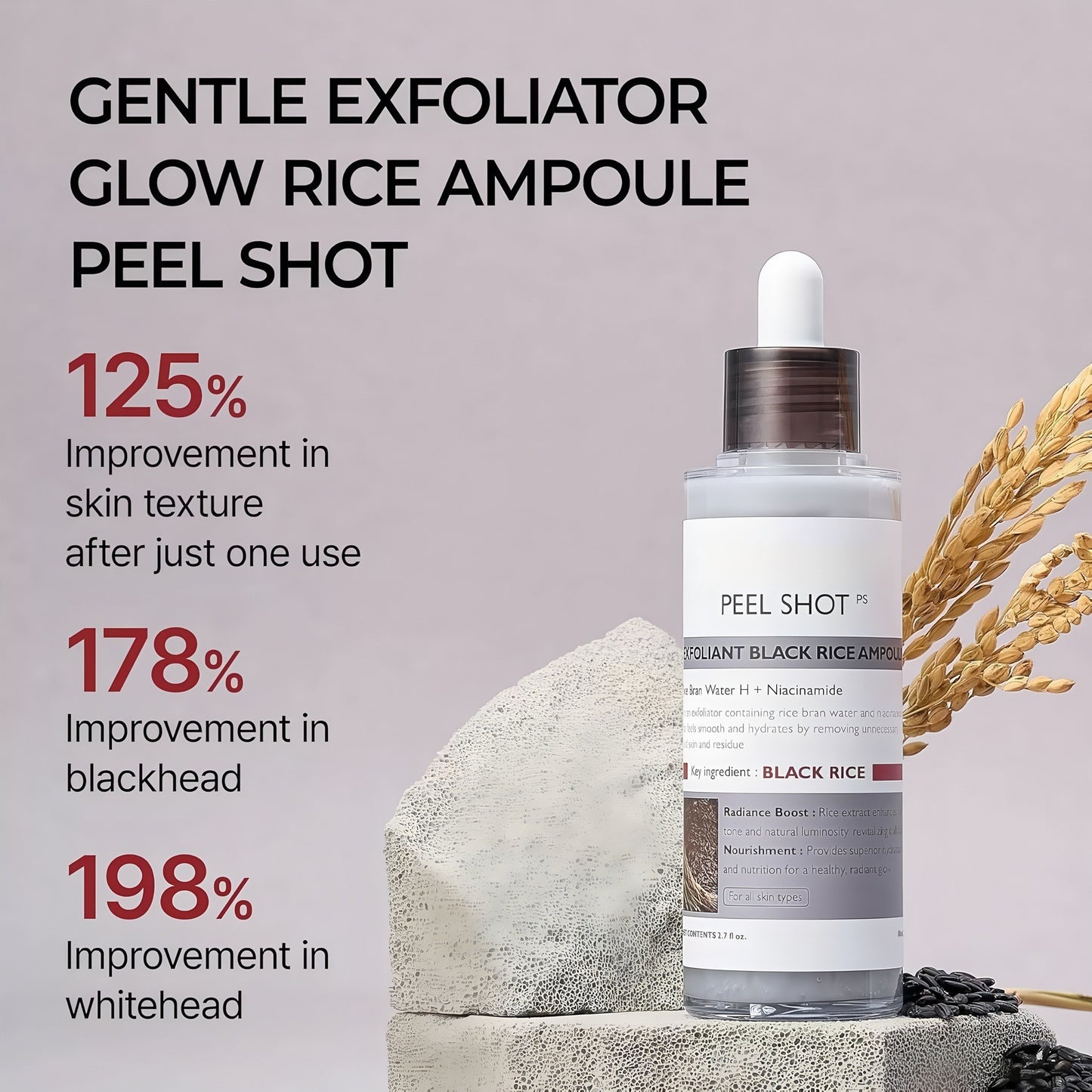 Black Rice Exfoliating Ampoule - Gentle Face Scrub Anti-Blackheads