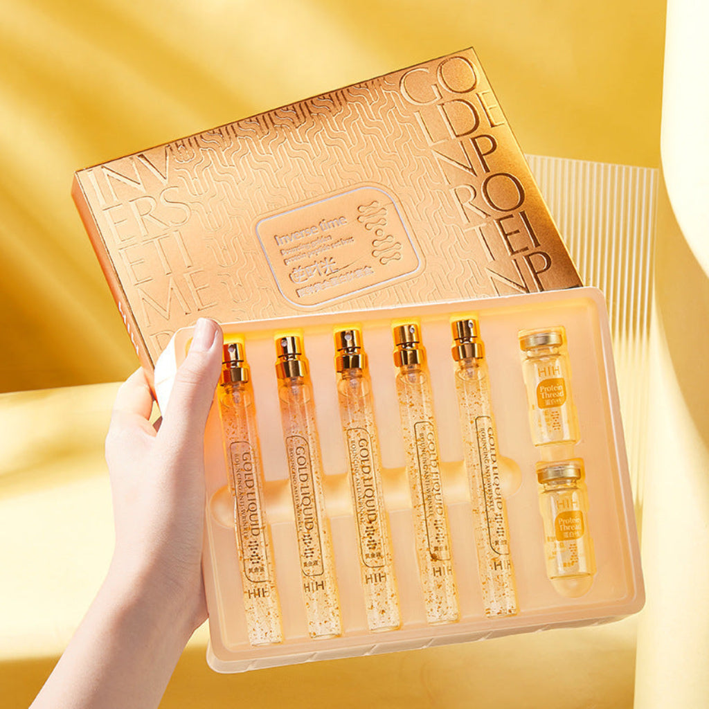 24K gold anti-wrinkle serum
Hyaluronic acid hydrating kit
Golden protein peptide skincare
Anti-aging serum with gold
Luxury facial serum set
Gold-infused wrinkle treatment
Protein thread lifting serum
Hydrating serum for mature skin
Complete anti-aging skincare kit
Premium gold facial serum