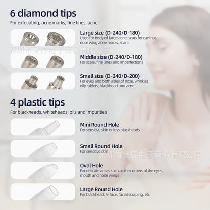 Micro-sculpting beauty device
Blackhead suction tool
Diamond microdermabrasion device
Facial cleansing and exfoliating tool
Skin renewal beauty machine
High-pressure spray skincare device
3-in-1 facial treatment tool
Anti-aging skin lifting device
Microcrystalline exfoliating machine
Home-use skin care device